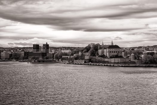 Oslo, Norway, harbor with city view
