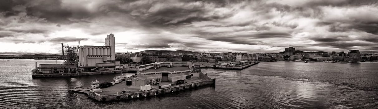 Oslo, Norway, harbor with city view