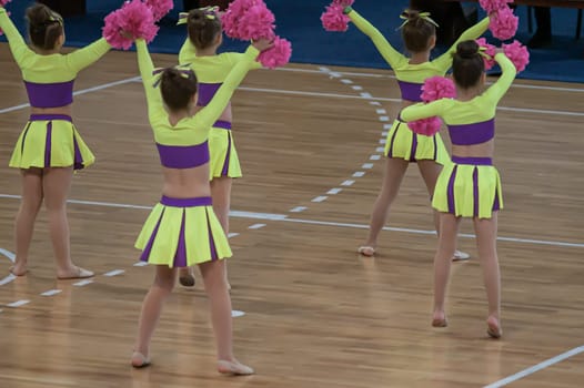 Young girls take part in charleading competitions.