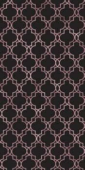Moroccan seamless pattern with gold line over black. Turkish Islam, Arabic, Indian, ottoman design, geometrical oriental texture. Print for textile, wallpaper, wrapping. 3D illustration