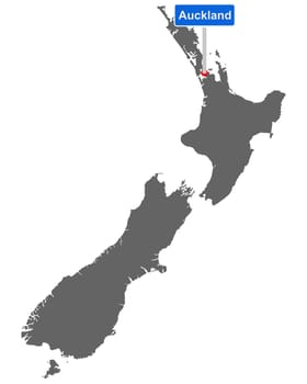 Landkarte von Neuseeland mit Orstsschild Auckland
