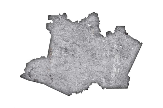 Map of Amazonas on weathered concrete