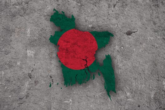 Map and flag of Bangladesh on weathered concrete