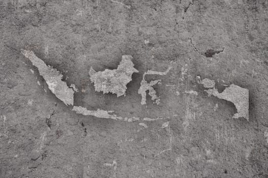 Map of Indonesia on weathered concrete