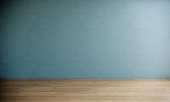 minimal empty room interior with blue wall, 3d rendering background