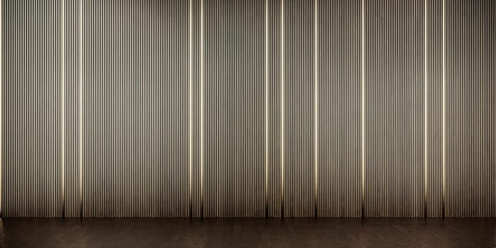 interior design with luxury wall design and parquet floor, 3d rendering