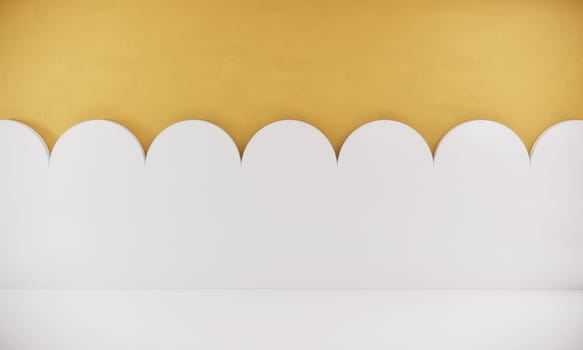 wall design with yellow and white color, 3d rendering