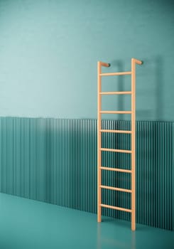 minimal style room with ladder on green wall. 3d render vertical background