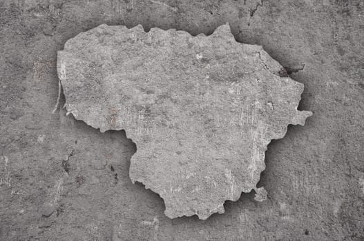 Map of Lithuania on weathered concrete