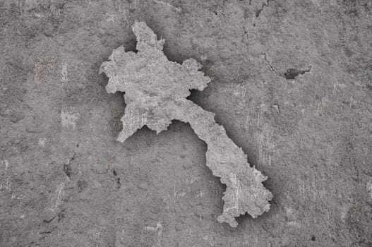 Map of Laos on weathered concrete