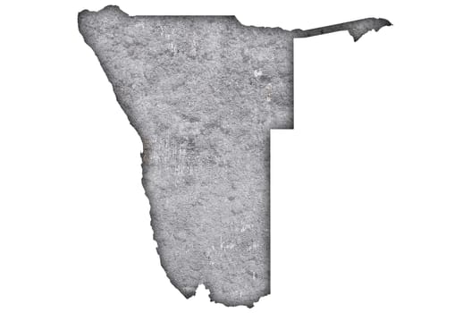 Map of Namibia on weathered concrete