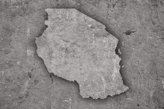 Map of Tanzania on weathered concrete