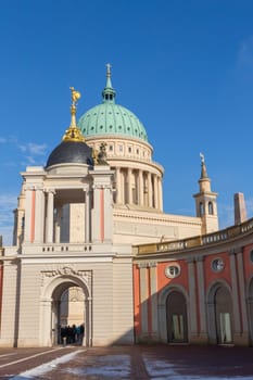 Fortuna portal and tower of the Nikolaikirche in Potsdam