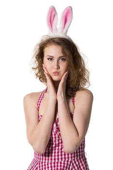 sexy girl wearing easter bunny costume