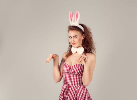 sexy girl wearing easter bunny costume