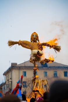 Traditional off winter in Russia, burning effigies of carnival.
