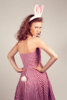 sexy girl wearing easter bunny costume