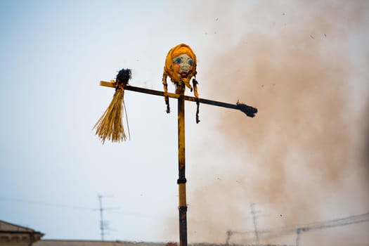 Traditional off winter in Russia, burning effigies of carnival.