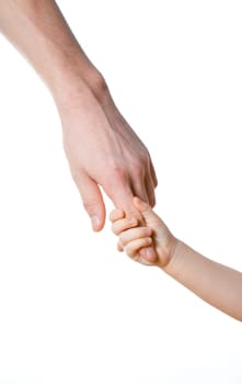 children and man hands isolated on white