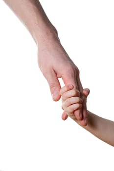 children and man hands isolated on white