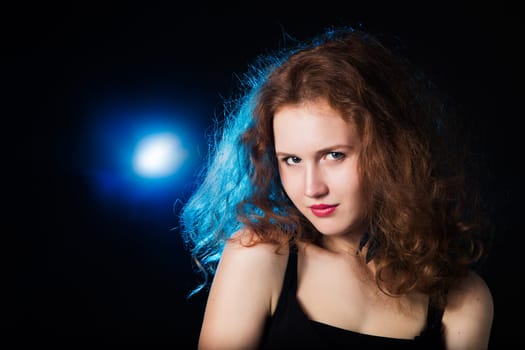 Beautiful Woman with Long Curly Hair