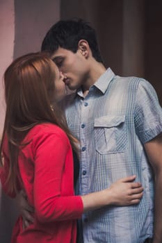 Young man kissing his lover's neck