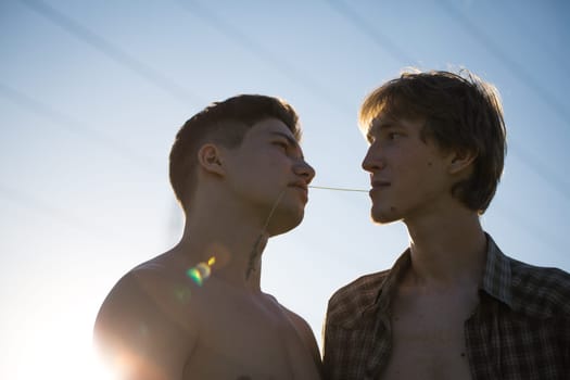 Portrait of a happy gay couple outdoors