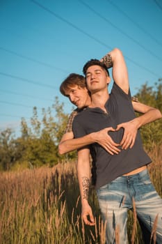 Portrait of a happy gay couple outdoors