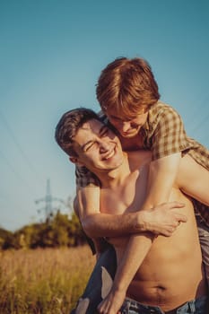 Portrait of a happy gay couple outdoors