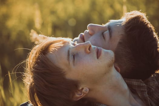 Portrait of a happy gay couple outdoors