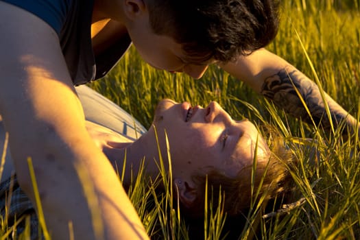 Portrait of a happy gay couple outdoors