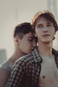 Portrait of a happy gay couple outdoors