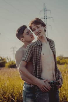 Loving gay couple