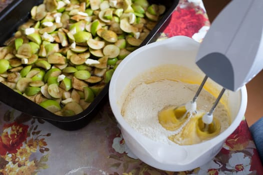 Getting apple pie ready for the oven