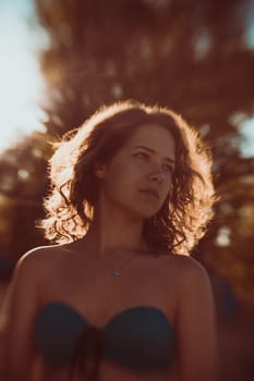 Beautiful face of the young sexy woman posing. lensbaby picture
