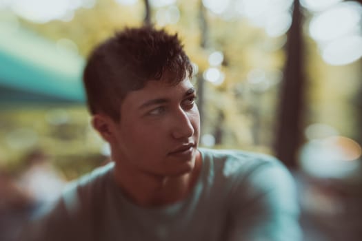 Young attractive man in urban background
