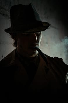 Mysterious man retro portrait