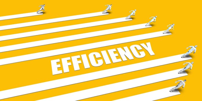 Efficiency Concept with Business People Running on Yellow