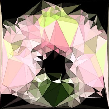 Abstract polygonal background with irregular tessellations pattern. Triangular design in spring pastel tender colors yellow, pink, peach, green