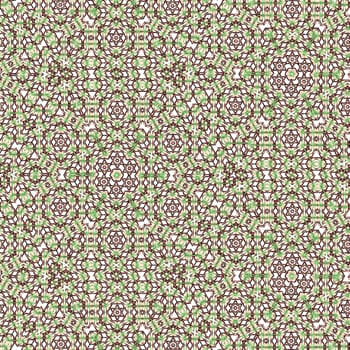 Hexagonal continuous pattern. Stylish fabric print or cover with colorful geometric ornament of spring flowers.