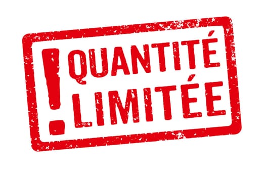 Red stamp on a white background - Limited Quantity in french - Quantité limitée