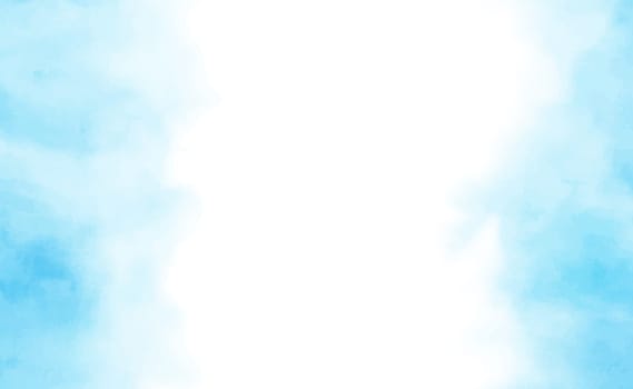 Realistic blue watercolor panoramic texture on white background - Vector illustration