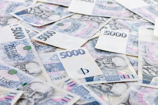 Czech paper money with heart on white background - czech money 5000