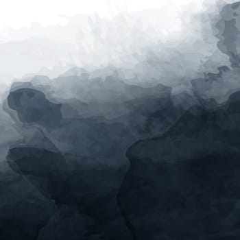 Realistic dark watercolor panoramic texture on white background - Vector illustration