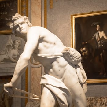 ROME, ITALY - AUGUST 24, 2018: Gian Lorenzo Bernini masterpiece, David, dated 1624