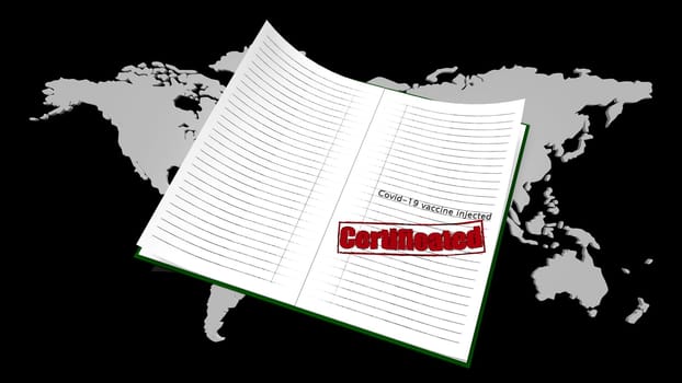 The 3d rendering of Travel and coronavirus concept, a note COVID-19 in tourist passport