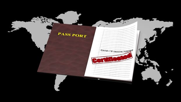 The 3d rendering of Travel and coronavirus concept, a note COVID-19 in tourist passport