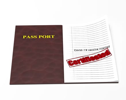 The 3d rendering of Travel and coronavirus concept, a note COVID-19 in tourist passport