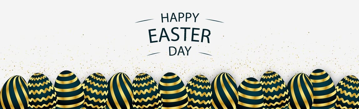 Easter background with festive black and gold eggs - Vector illustration