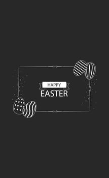 Black and white Easter background with congratulations for the Easter holiday - Vector illustration